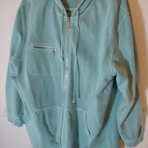 Vintage Eddie Bauer Mens Full Zip Hoodie Lime faded look Size Lsrge